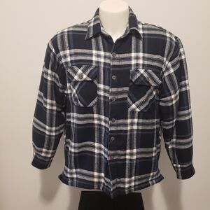 Vintage Ozark Trail Button Up Cotton Flannel Plaid Jacket/Shirt 90's Blue Size L